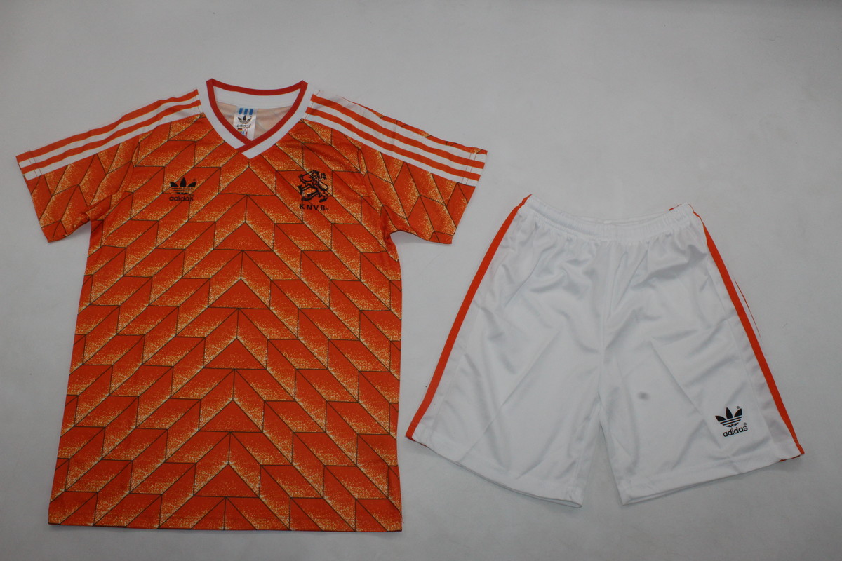 Kids-Netherlands 1988 Home Soccer Jersey
